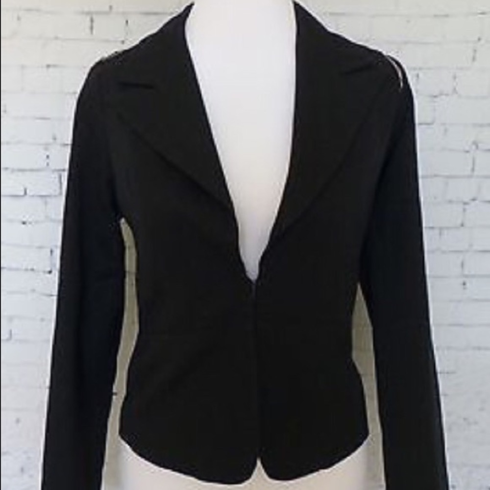 CoffeeShop Black Military Metallic Blazer Jacket L